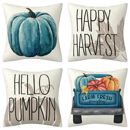 Fall Pumpkin Decorative Throw Pillow Covers flower Thanksgiving Cushion Covers For Outdoor Sofa Home