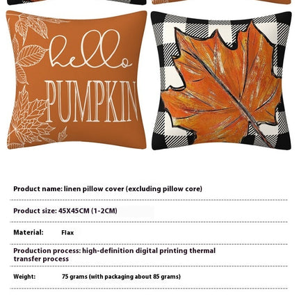 Throw Pillow Covers Pumpkin Maple leaf Autumn Decor Thanksgiving Decorative For Home Sofa Bed