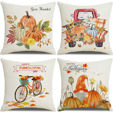 Throw Pillow Covers Pumpkin Maple leaf Autumn Decor Thanksgiving Pillow Covers For Home Couch Sofa Bed-A