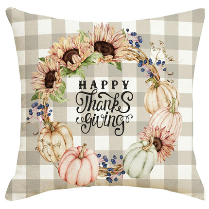 Fall Thanksgiving Pillow Covers Pumpkin Leaves Farmhouse Throw Pillowcase Cushion Case for Decor