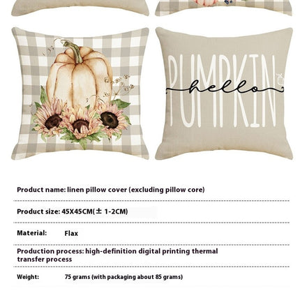 Fall Thanksgiving Pillow Covers Pumpkin Leaves Farmhouse Throw Pillowcase Cushion Case for Decor