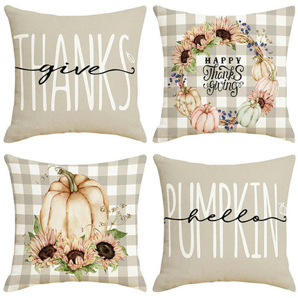 Fall Thanksgiving Pillow Covers Pumpkin Leaves Farmhouse Throw Pillowcase Cushion Case for Decor