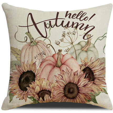 Flowers Throw Pillow Cover, Pumpkin Decorative Cushion Case Home Thanksgiving Pillowcase Decor for Sofa