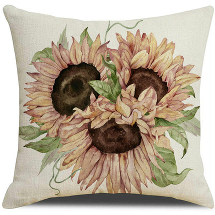 Flowers Throw Pillow Cover, Pumpkin Decorative Cushion Case Home Thanksgiving Pillowcase Decor for Sofa