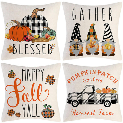 Fall Thanksgiving Pillow Covers Pumpkin Truck Farmhouse Throw Pillowcase Outdoor Cushion Case