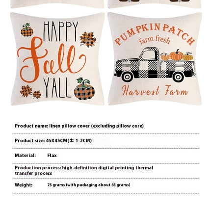 Fall Thanksgiving Pillow Covers Pumpkin Truck Farmhouse Throw Pillowcase Outdoor Cushion Case