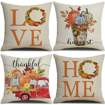 Fall Pillow Covers Pumpkin Truck Decorative Cushion Cases Pillow Cases for Home House Bedroom Sofa Decor