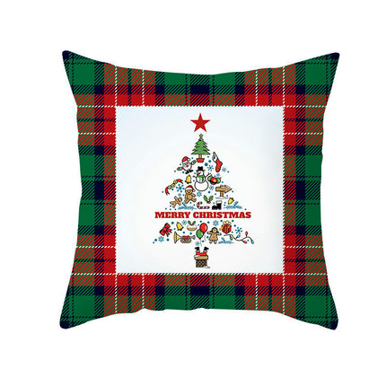 Christmas Decorative Throw Pillow Covers Square Cushion Covers Christmas Trees Snowflakes Pillow Cases