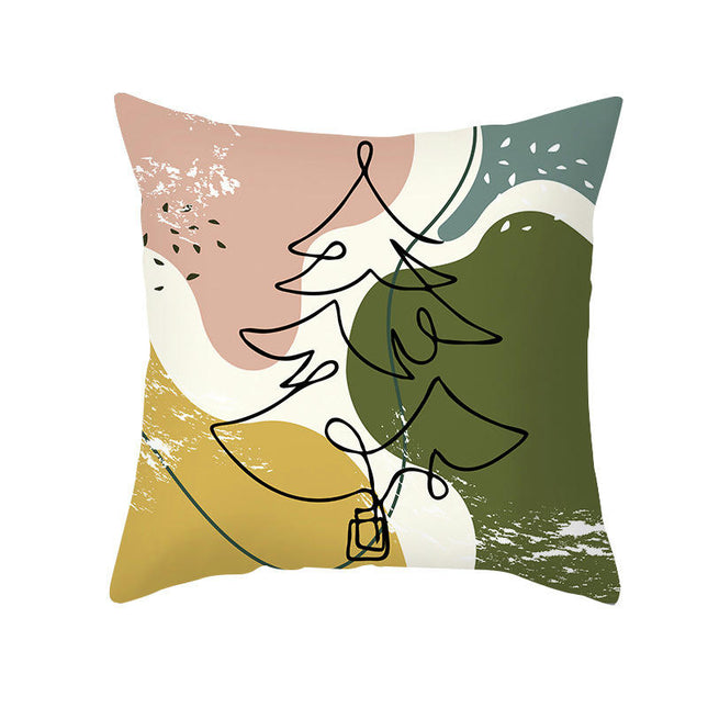 Merry Christmas Pillow Cover Abstract Christmas Throw Pillow Case Decorative Cushion Cover for Sofa