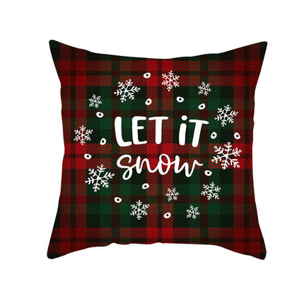 Merry Christmas Pillow Cover Christmas Plaid Throw Pillow Case Decorative Cushion Cover for Home