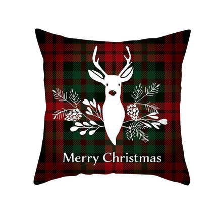 Merry Christmas Pillow Cover Christmas Plaid Throw Pillow Case Decorative Cushion Cover for Home