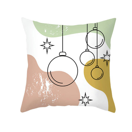 Merry Christmas Pillow Cover Abstract Christmas Throw Pillow Case Decorative Cushion Cover for Sofa