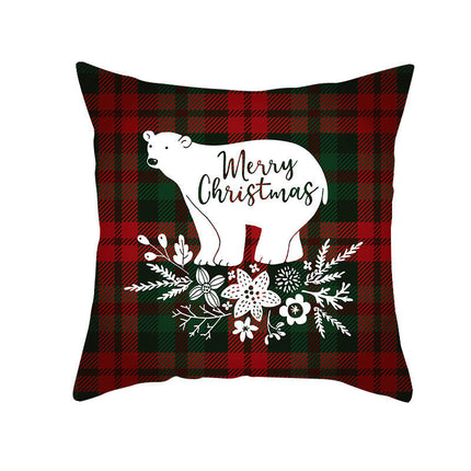 Merry Christmas Pillow Cover Christmas Plaid Throw Pillow Case Decorative Cushion Cover for Home