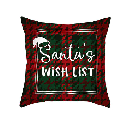 Merry Christmas Pillow Cover Christmas Plaid Throw Pillow Case Decorative Cushion Cover for Home