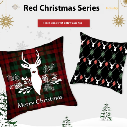 Merry Christmas Pillow Cover Christmas Plaid Throw Pillow Case Decorative Cushion Cover for Home