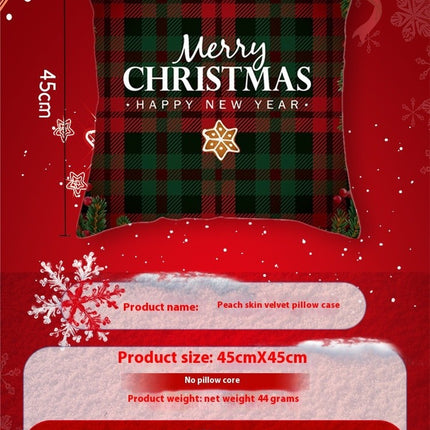 Merry Christmas Pillow Cover Christmas Plaid Throw Pillow Case Decorative Cushion Cover for Home