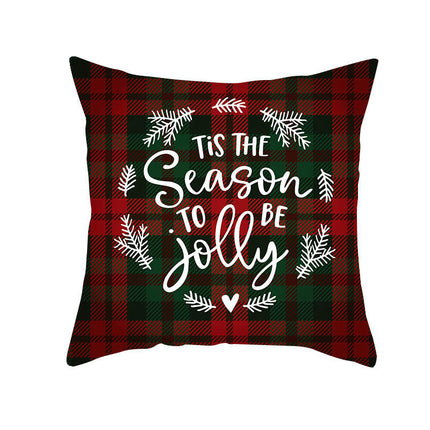 Merry Christmas Pillow Cover Christmas Plaid Throw Pillow Case Decorative Cushion Cover for Home