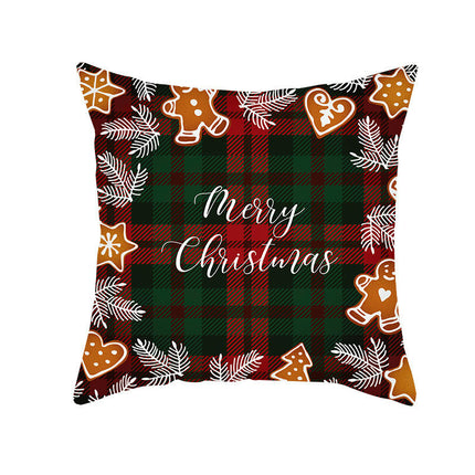 Merry Christmas Pillow Cover Christmas Plaid Throw Pillow Case Decorative Cushion Cover for Home