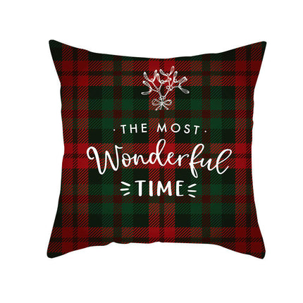 Merry Christmas Pillow Cover Christmas Plaid Throw Pillow Case Decorative Cushion Cover for Home