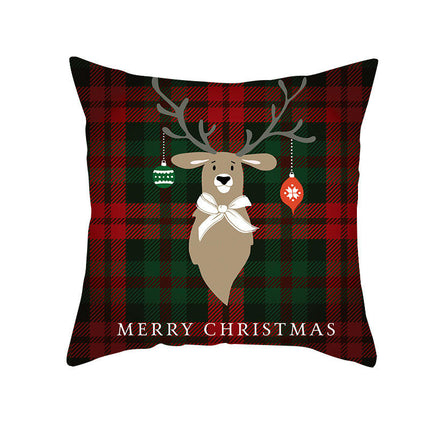 Merry Christmas Pillow Cover Christmas Plaid Throw Pillow Case Decorative Cushion Cover for Home