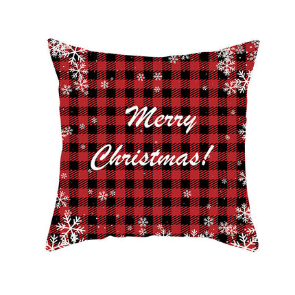 Merry Christmas Pillow Cover Christmas Plaid Throw Pillow Case Decorative Cushion Cover for Home