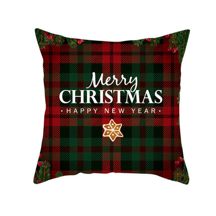 Merry Christmas Pillow Cover Christmas Plaid Throw Pillow Case Decorative Cushion Cover for Home