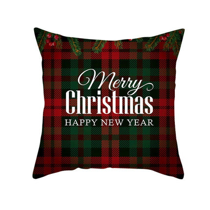 Merry Christmas Pillow Cover Christmas Plaid Throw Pillow Case Decorative Cushion Cover for Home