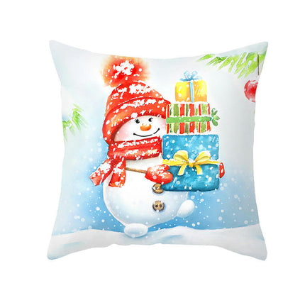 Snowman Throw Pillow Case Merry Christmas Pillow Cover Decorative Cushion Cover for Home Sofa