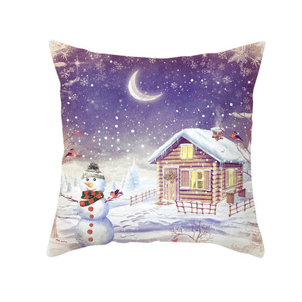 Snowman Throw Pillow Case Merry Christmas Pillow Cover Decorative Cushion Cover for Home Sofa