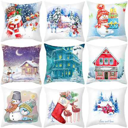 Snowman Throw Pillow Case Merry Christmas Pillow Cover Decorative Cushion Cover for Home Sofa