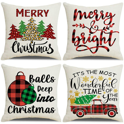 Christmas Decorations Pillow Covers Snowman Farmhouse Throw Pillow Covers Home Decor Pillow Cushion Cases-A