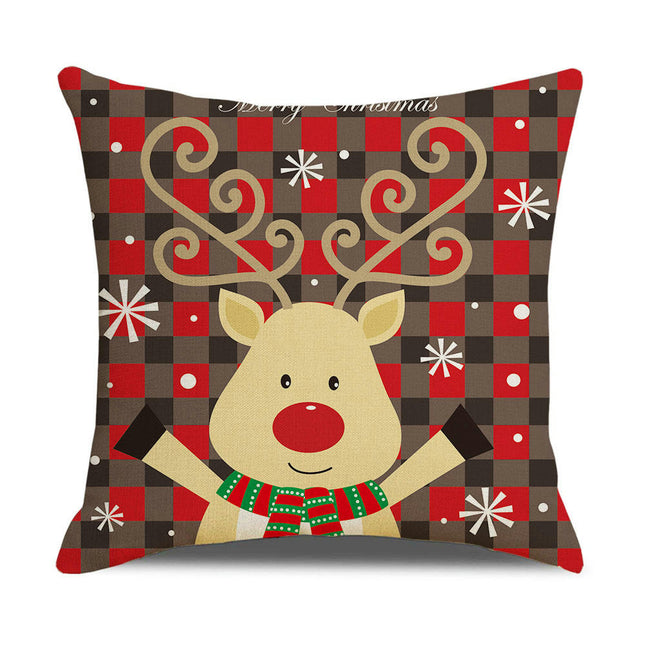 Christmas Pillow Cover Tree Snowflake Throw Pillow Case Square Cushion Decorative Cushion Cover for Sofa-A