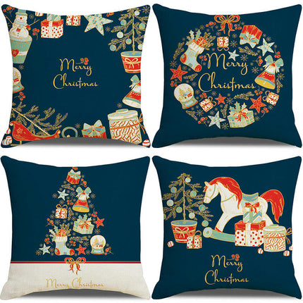 Christmas Throw Pillow Covers Farmhouse Christmas Decorations Tree Throw Cushion Case for Home Sofa