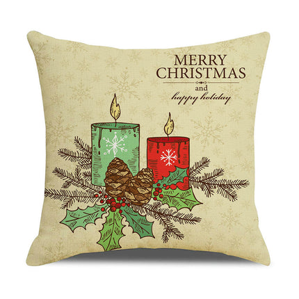 Christmas Pillow Covers Xmas Decorations Holiday Farmhouse Winter Throw Pillow Cushion Case for Sofa Couch-A