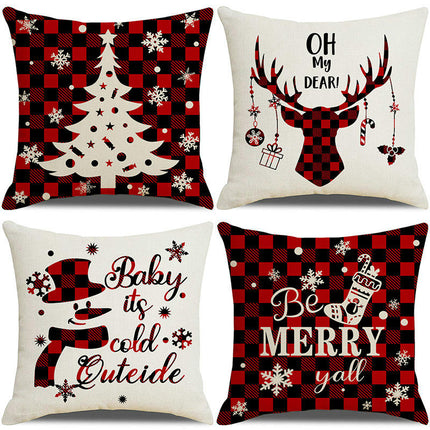 Christmas Throw Pillow Covers Xmas Decorations Holiday Farmhouse Winter Cushion Case for Sofa Couch