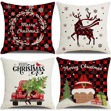 Christmas Throw Pillow Covers Elk Snowflakes Christmas Cushion Cover Decor Pillow Cases for Sofa