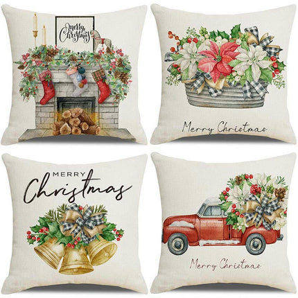 Christmas Decorative Throw Pillow Covers Square Cushion Covers Truck Outdoor Sofa Home Pillow Cases