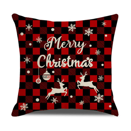 Christmas Throw Pillow Covers Elk Snowflakes Christmas Cushion Cover Decor Pillow Cases for Sofa-A