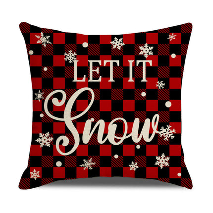 Christmas Throw Pillow Covers Elk Snowflakes Christmas Cushion Cover Decor Pillow Cases for Sofa-A