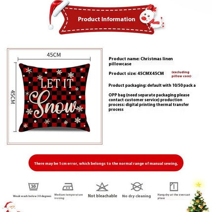 Christmas Throw Pillow Covers Elk Snowflakes Christmas Cushion Cover Decor Pillow Cases for Sofa-A