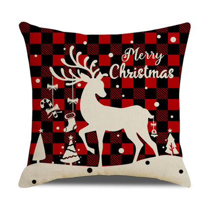 Christmas Throw Pillow Covers Elk Snowflakes Christmas Cushion Cover Decor Pillow Cases for Sofa-B