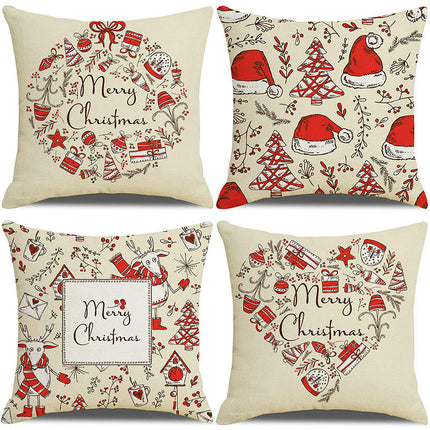 Christmas Decorative Throw Pillow Covers Square Christmas hat Cushion Covers Sofa Home Pillow Cases