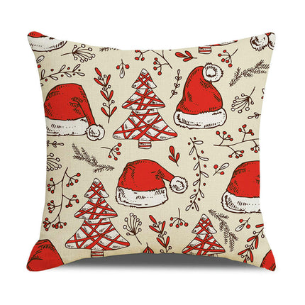 Christmas Decorative Throw Pillow Covers Square Christmas hat Cushion Covers Sofa Home Pillow Cases