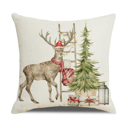 Elk Pillow Covers Square Decorative Pillowcase Christmas Throw Cushion Case for Sofa Home Decor