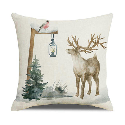 Elk Pillow Covers Square Decorative Pillowcase Christmas Throw Cushion Case for Sofa Home Decor