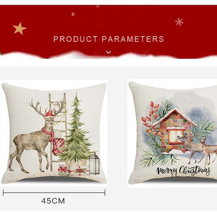 Elk Pillow Covers Square Decorative Pillowcase Christmas Throw Cushion Case for Sofa Home Decor