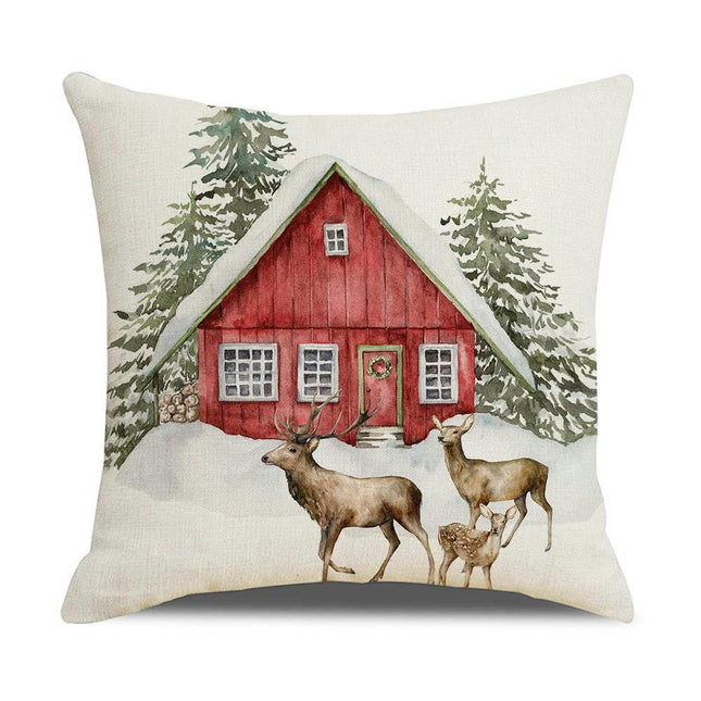 Elk Pillow Covers Square Decorative Pillowcase Christmas Throw Cushion Case for Sofa Home Decor