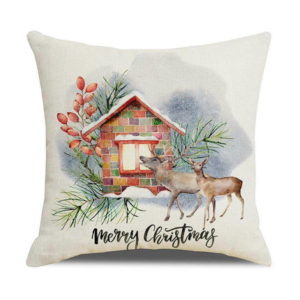 Elk Pillow Covers Square Decorative Pillowcase Christmas Throw Cushion Case for Sofa Home Decor