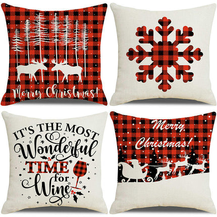 Throw Pillow Covers Merry Christmas Pillow Case Farmhouse Pillow Case Cushion Cover for Bed Sofa-A