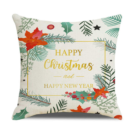 Merry Christmas Pillow Cover, Happy Christmas Throw Pillow Cover Xmas Cushion Case for Home Sofa Bed